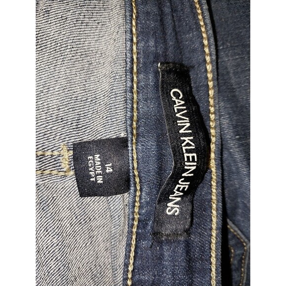 Calvin Klein High Rise Repreve Shorts Womens Size 14 Blue Jean Dark Wash - Picture 3 of 6